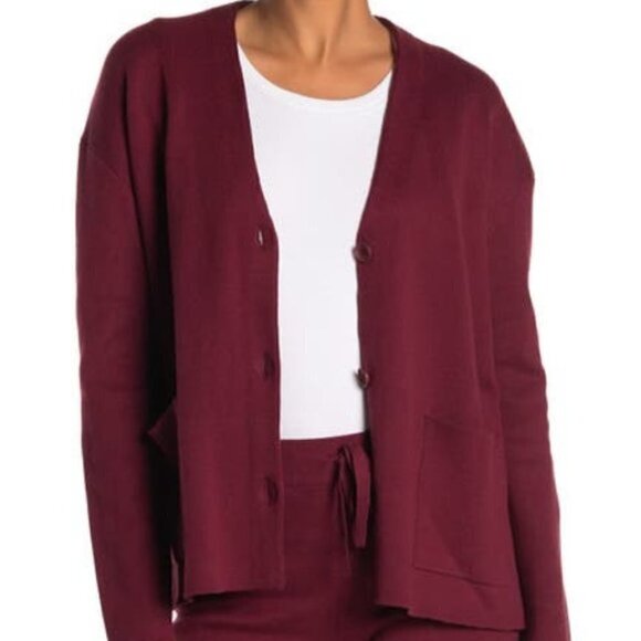 Michael Stars Milano V-Neck Dolman Cardigan Pinot Red - Picture 2 of 12